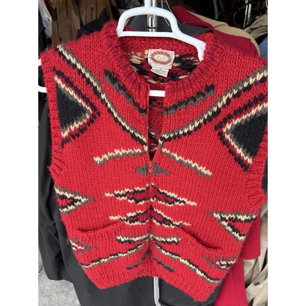 Vintage Banana Republic Mens 80's Sweater Vest S Hand Knit 100% Wool Unisex